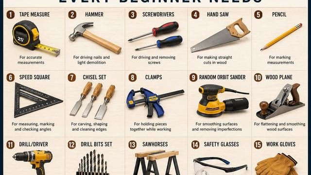 15 Essential Woodworking Tools Every Beginner Needs