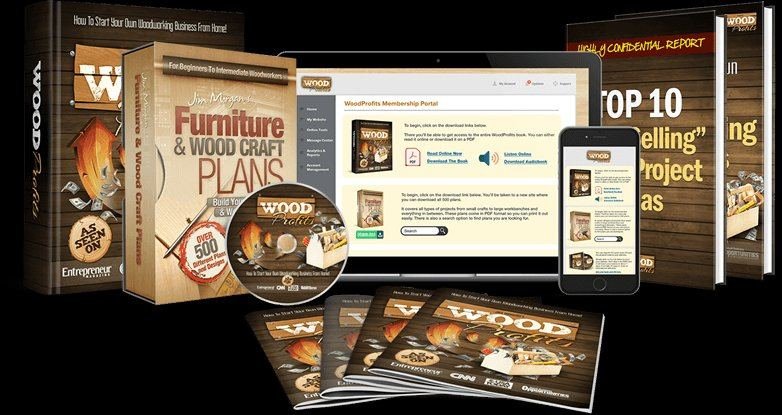 Wood Profits Business Course by Jim Morgan, including furniture and wood craft plans with 500+ projects