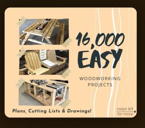16,000 easy woodworking projects including picnic tables, Adirondack chairs and workshop benches with plans, cutting lists and drawings